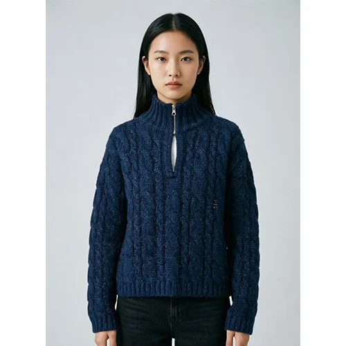 Half Zip Cable Knit Sweater