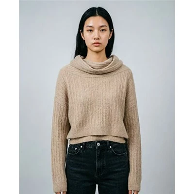 Mock Neck Tröja Kvinnor